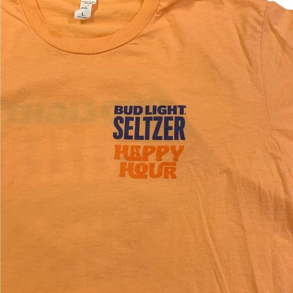 Tultex Bud Light T-shirt Crewneck Orange Happy Hour Size Large - Picture 3 of 7